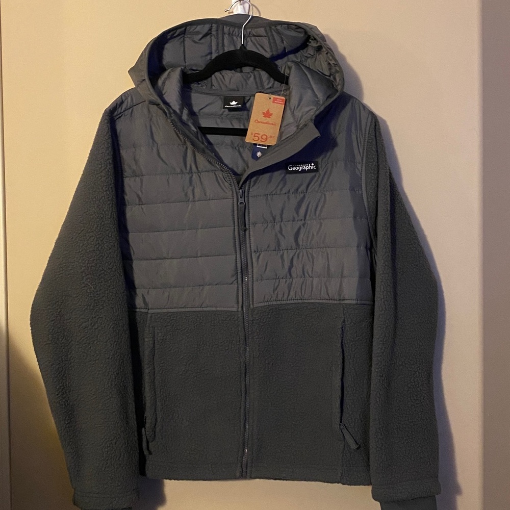 MENS Gray Hooded Jacket. Small med